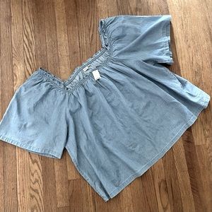 GAP Off Shoulder Chambray Top Loose Fit Size XXL